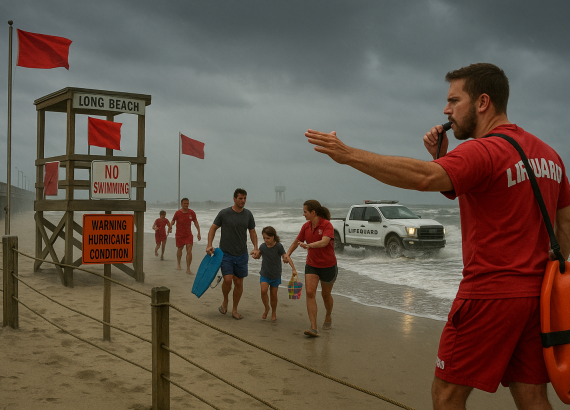 हूरिकेन एरिनका न्यू र्योर्कका सार्वजनिक बीच बन्द